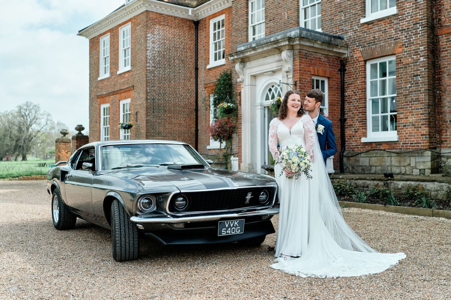 Wedding couple outside of Chilston Park