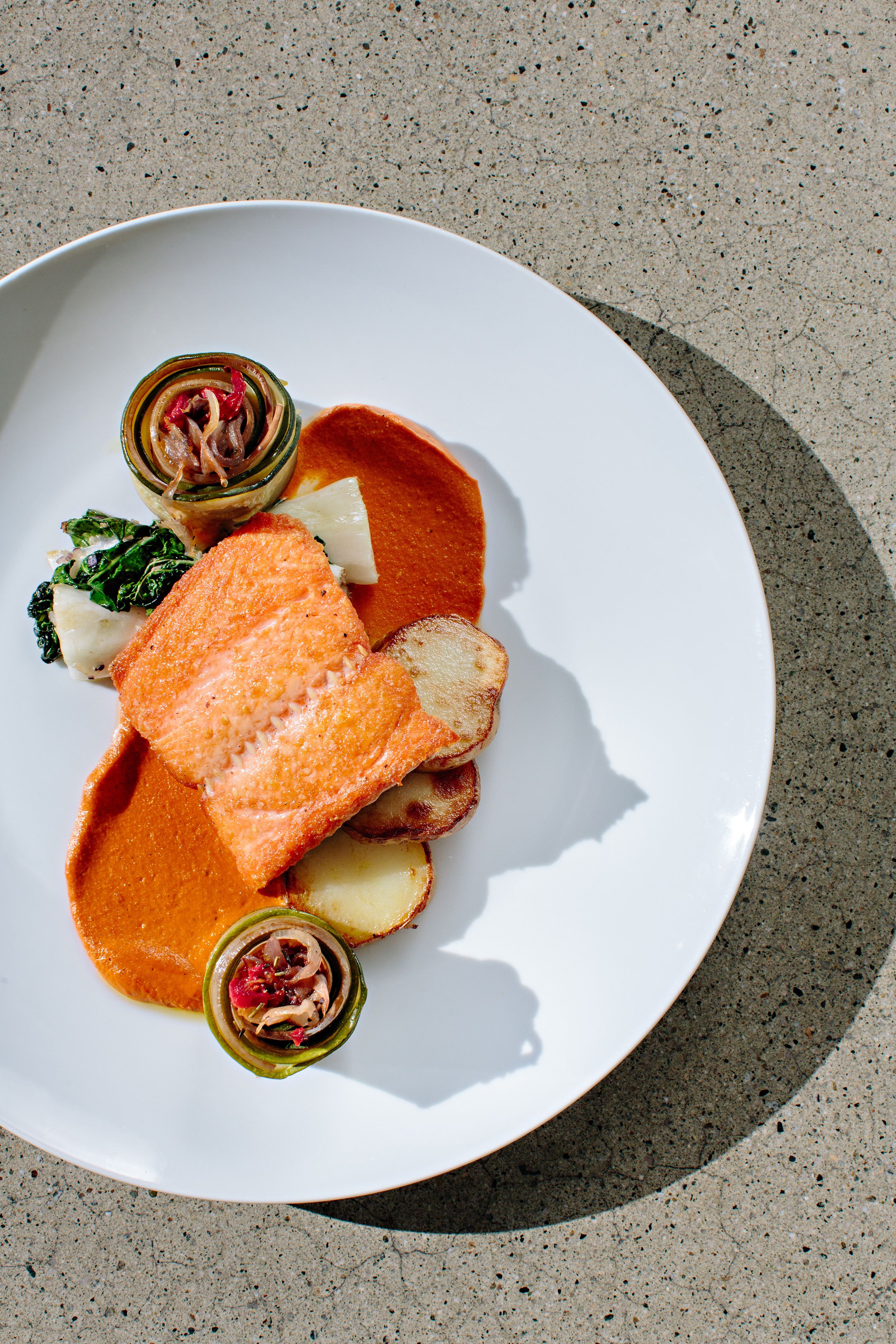 salmon dinner at winery