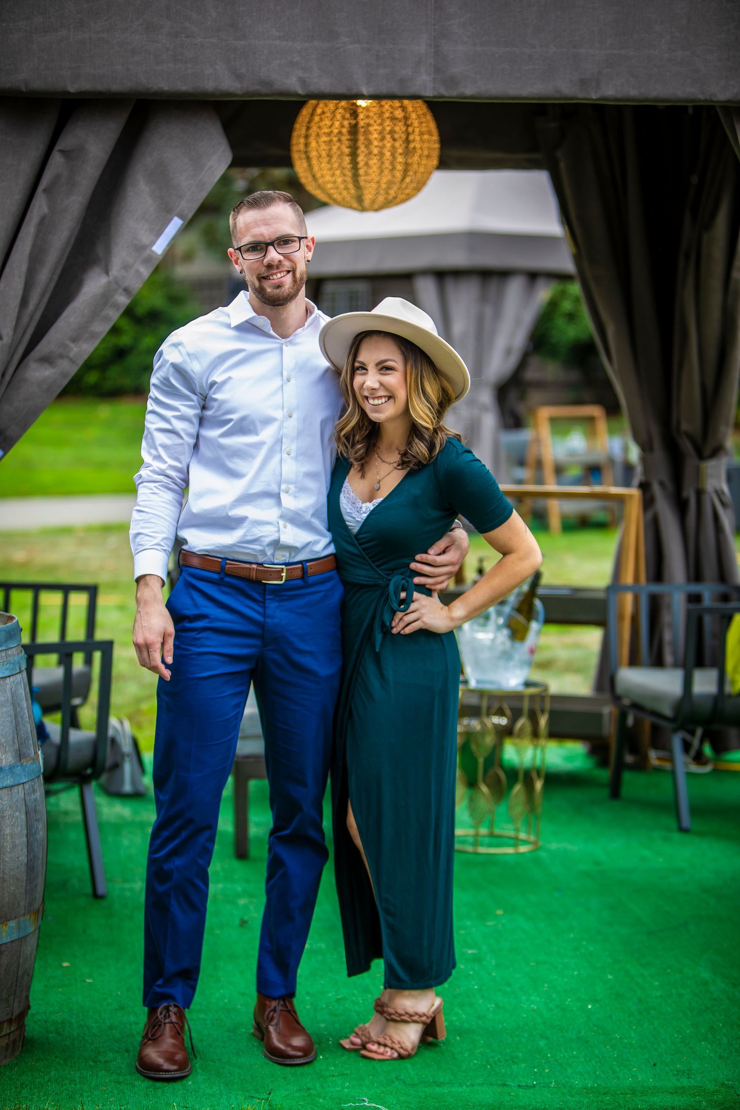 man and women smiling at camera