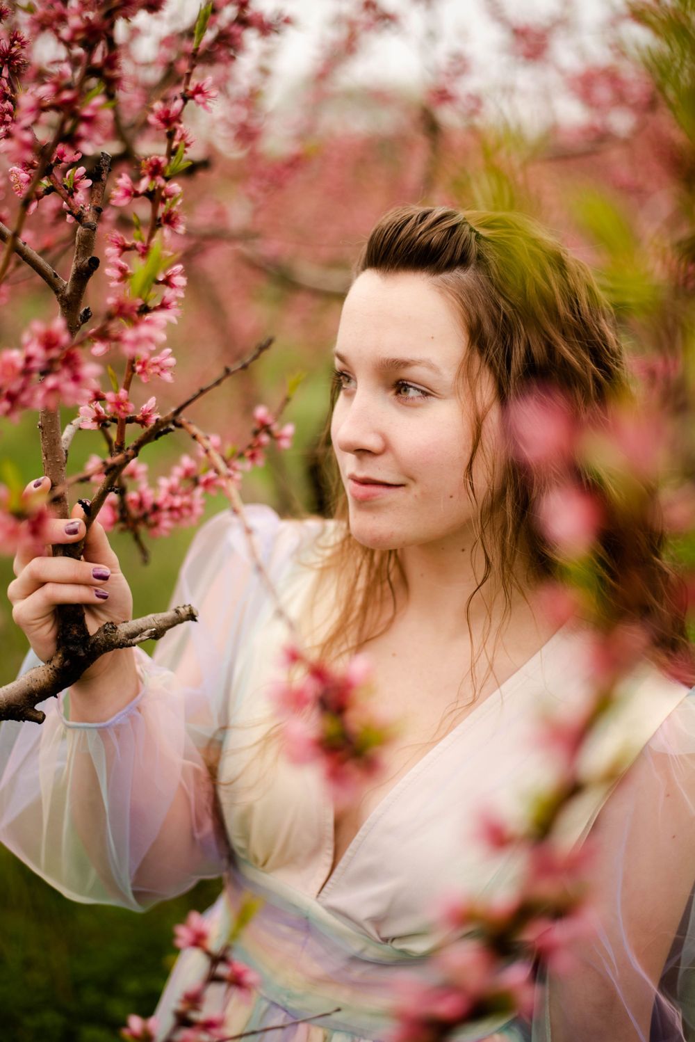 Spring goddess session orchard blossom session Rochester NY