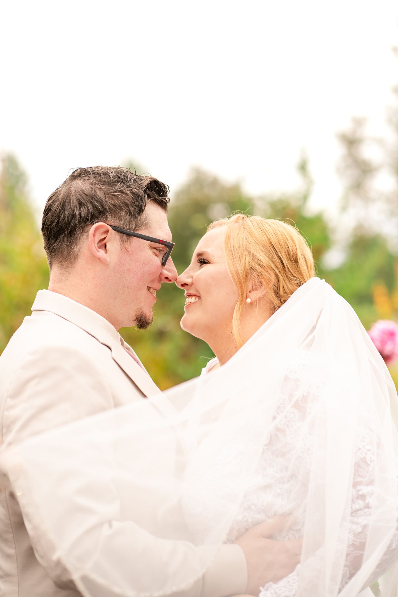 closup of bride and groom