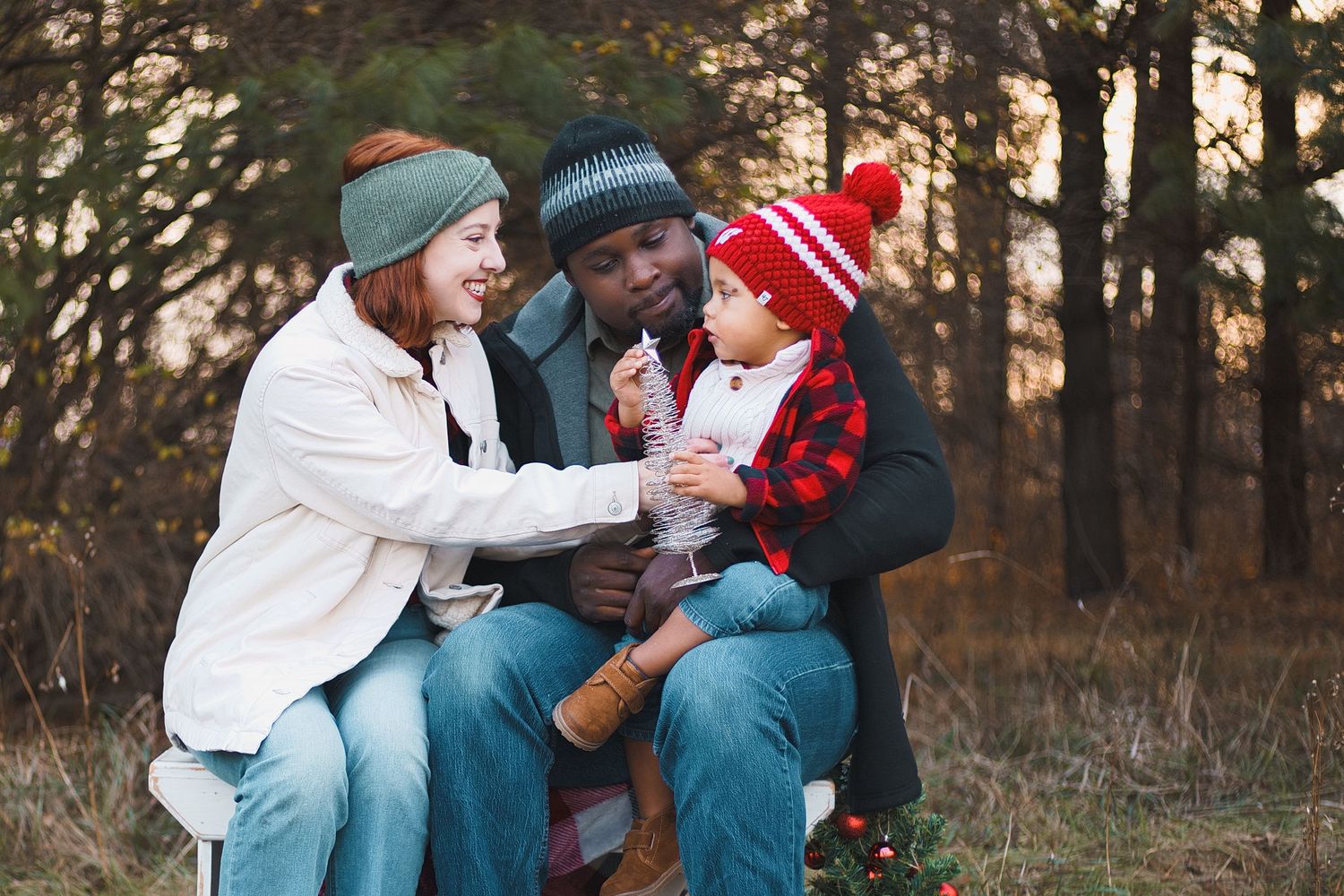 token creek county park deforest madison wi family photography christmas mini sessio parents playing with toddler