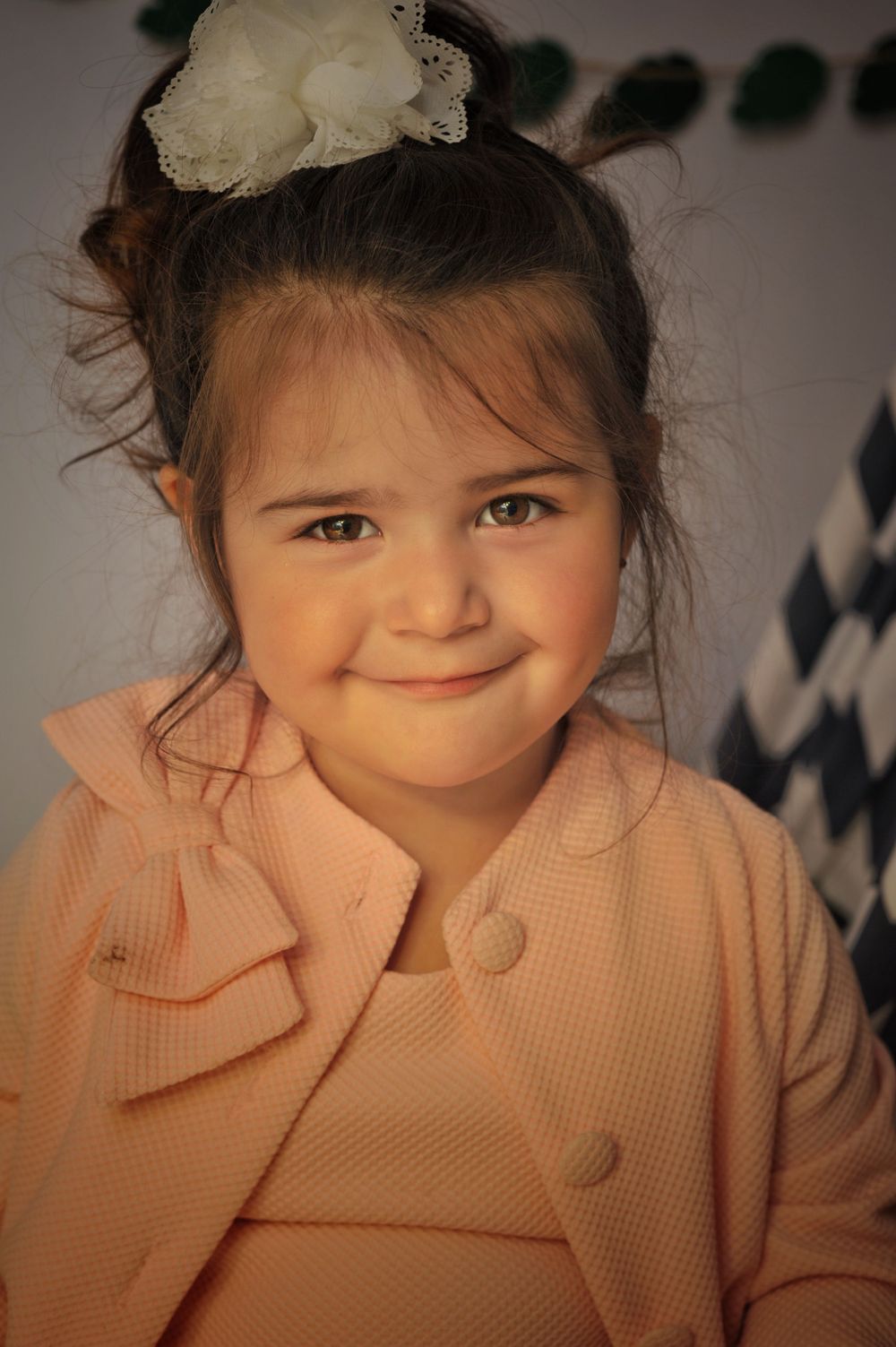 Indoor studio portrait of girl, Spring and Easter
