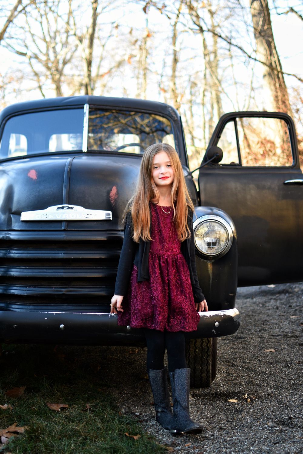 Vintage truck girl portrait
