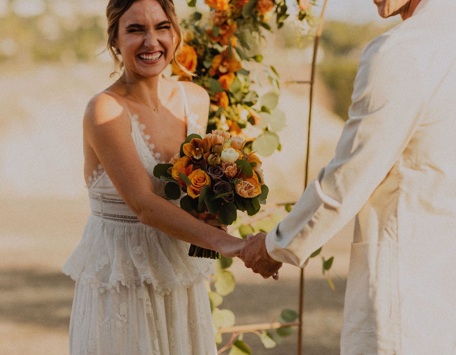 Bride in Palos Verdes cliffs wedding overlooking the ocean