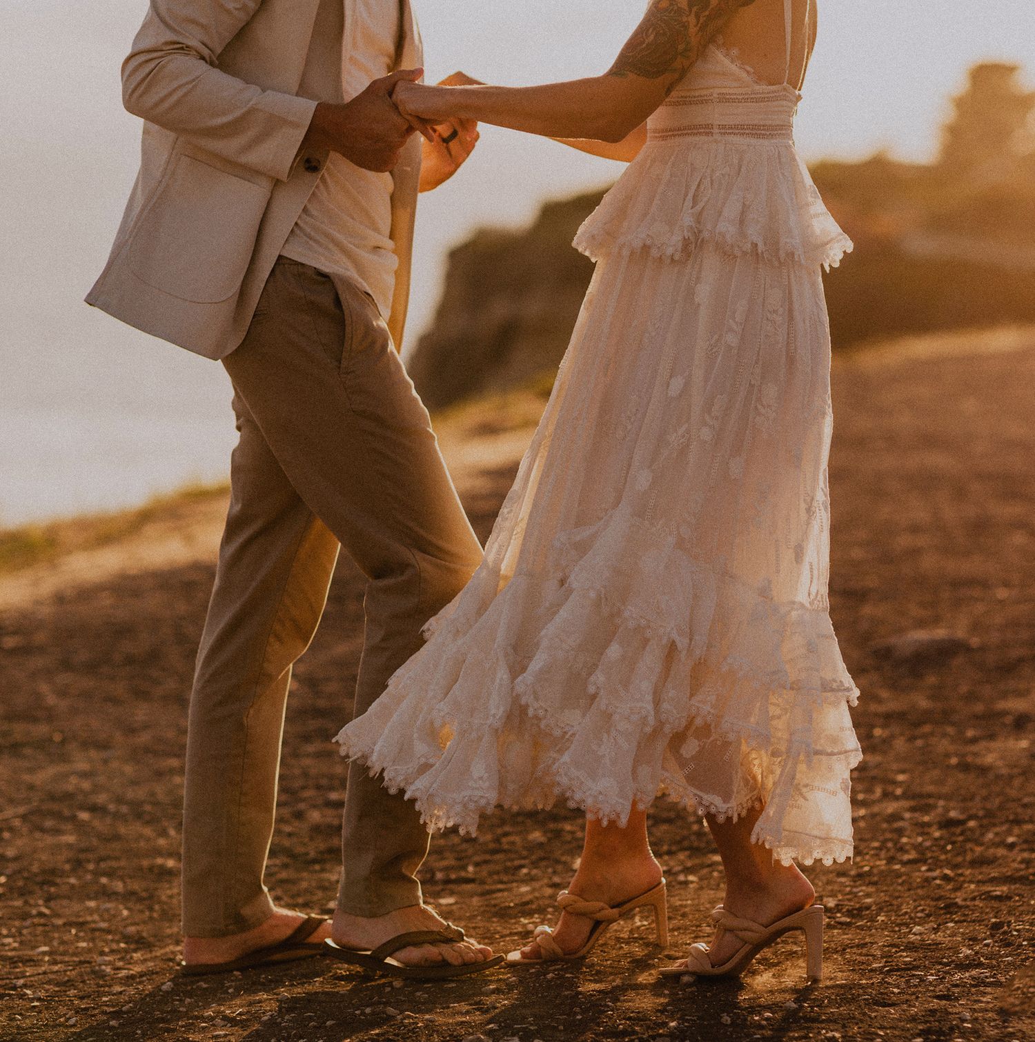Bride and groom couple's portraits after a Palos Verdes cliffs wedding overlooking the ocean