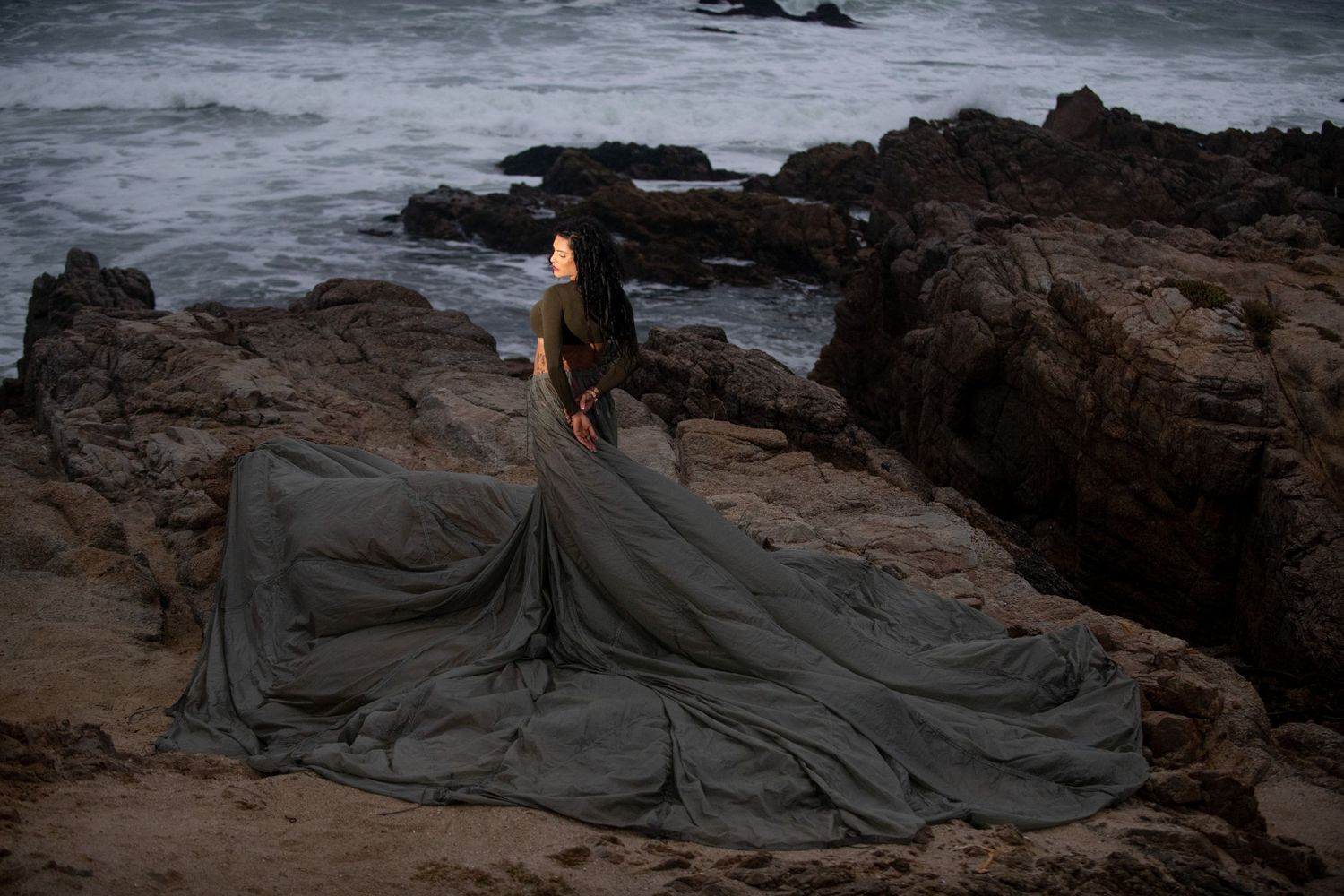 Parachute Dress at Asilomar Beach, Monterey CA