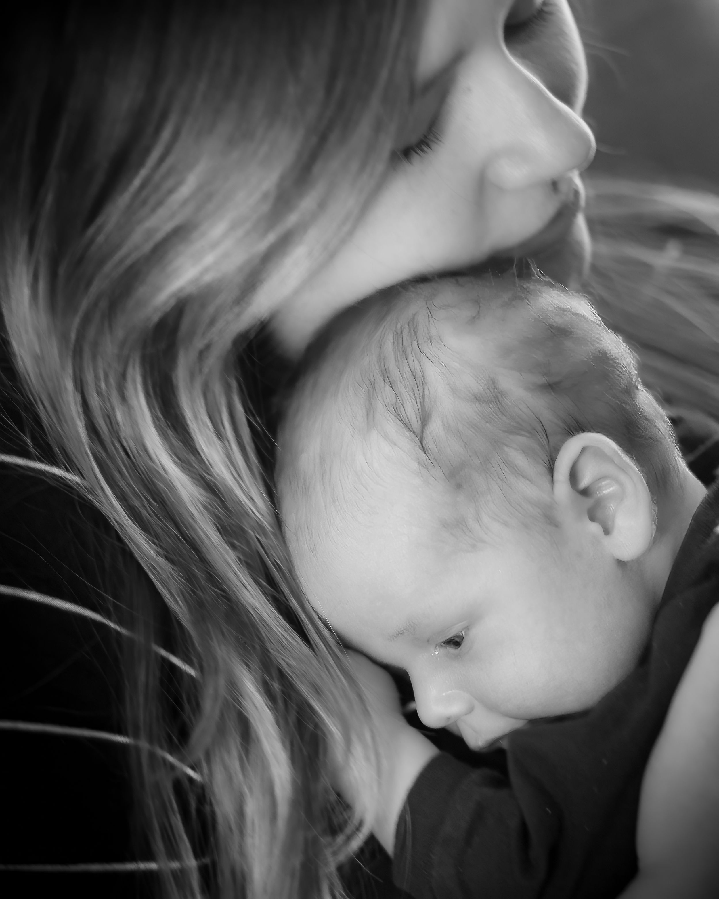 Black and White Newborn Momma and Me Portrait