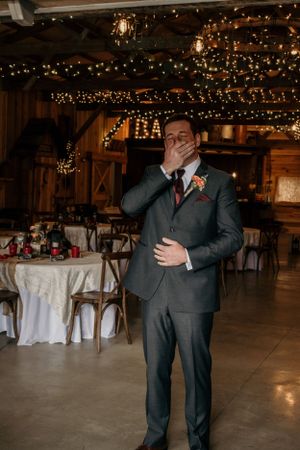 groom is speechless during first look