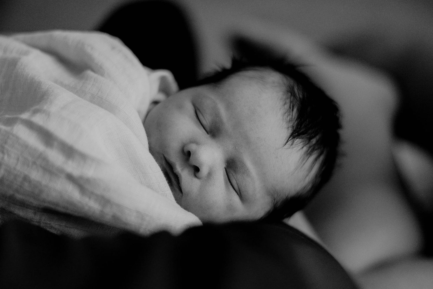 newborn infant black and white