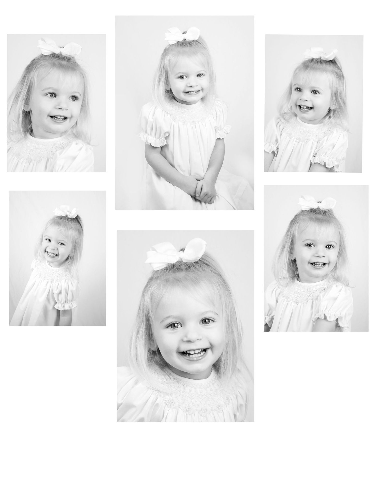 Collection of black and white portrait style photographs arranged in collage format.