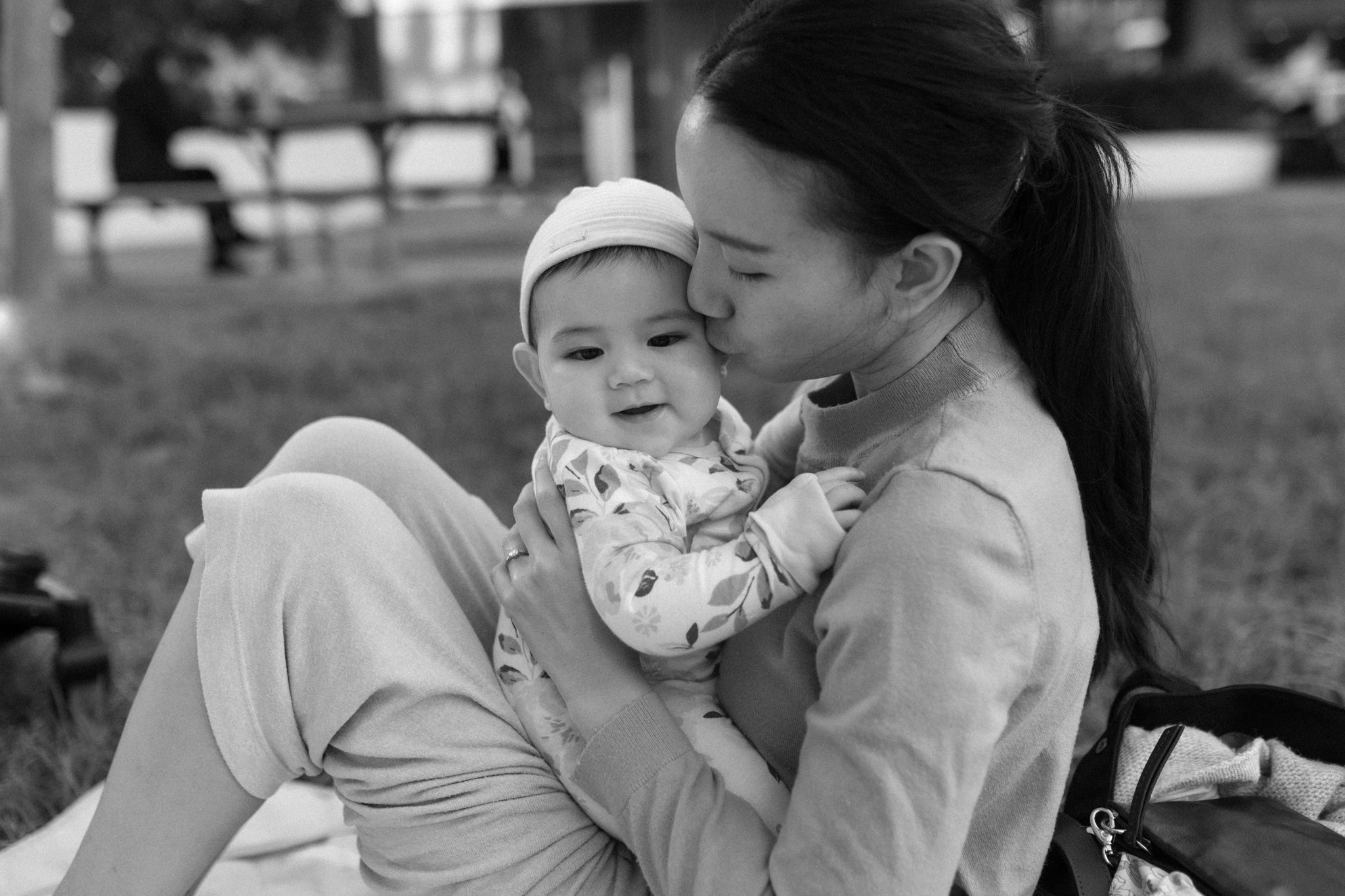 Mother and daughter tender moment