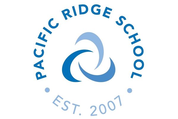 Pacific Ridge School logo with blue swirling waves design and text established 2007.