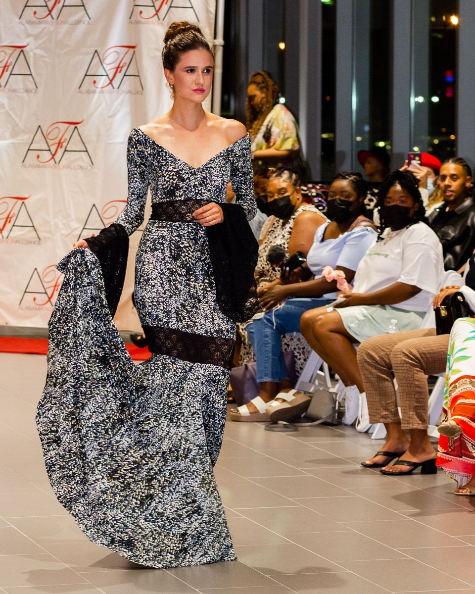 Model photoshoot at fashion show on catwalk