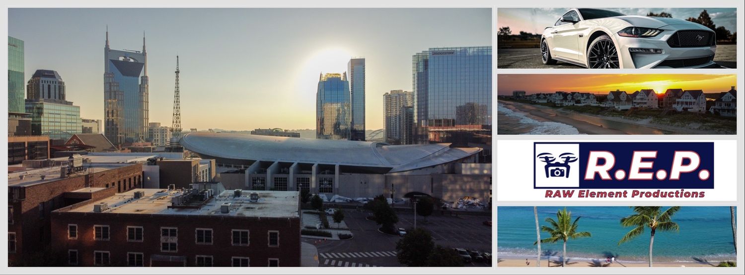 Collage of product ideas to include city scape, landscape, automotive and drone photography