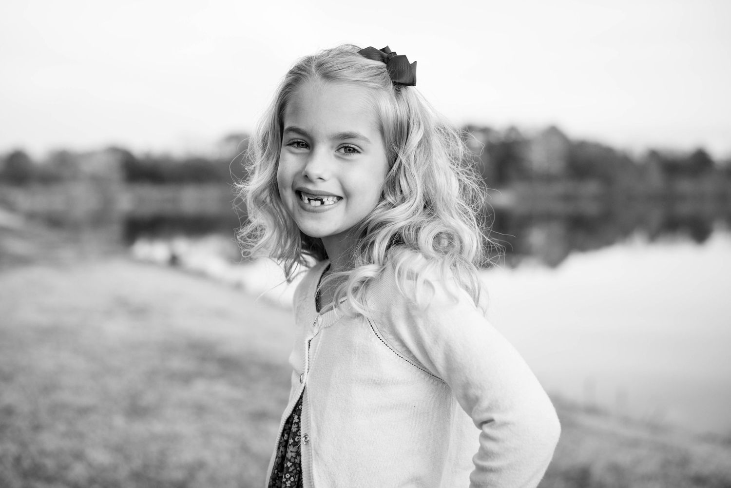 Black and white portrait of a young girl.