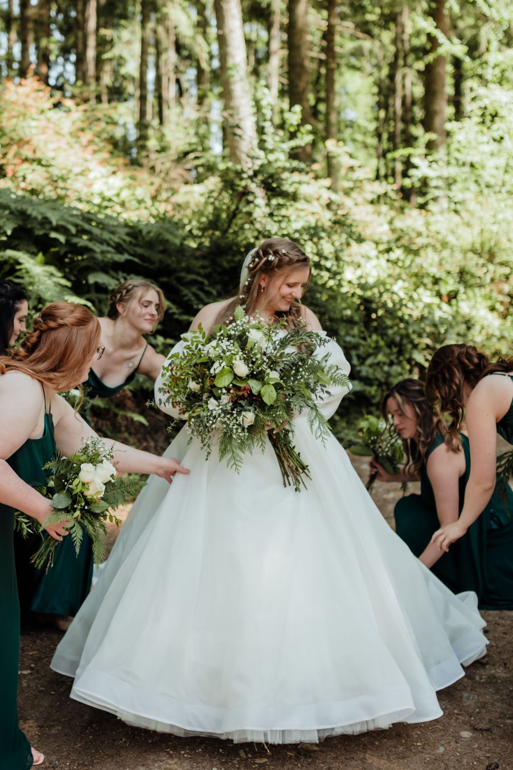 Bride and Bridesmaids Candid Photo Intimate Backyard Wedding: Olalla Washington