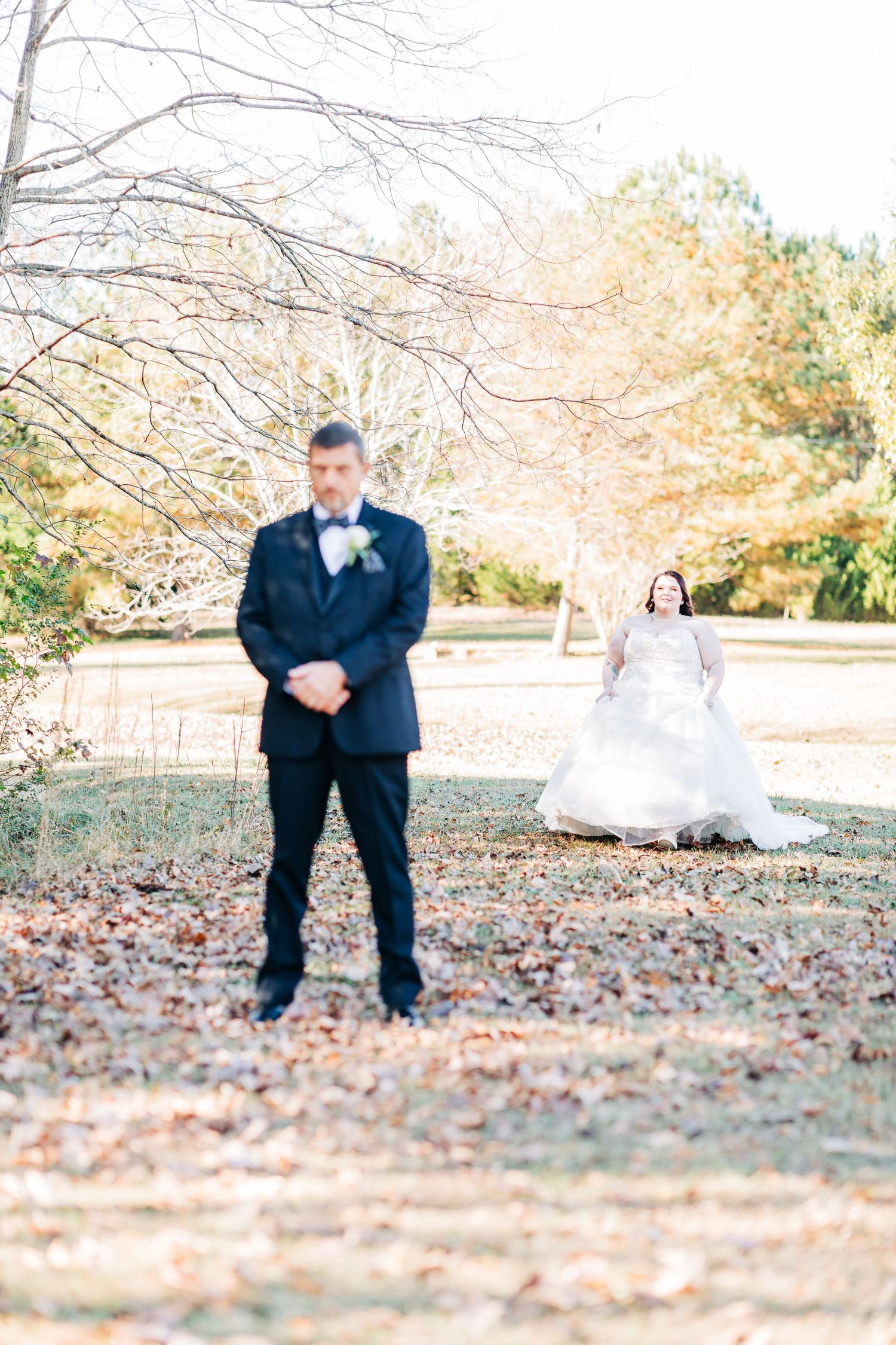 Father and Daughter First Look Hightower Falls Fall Wedding
