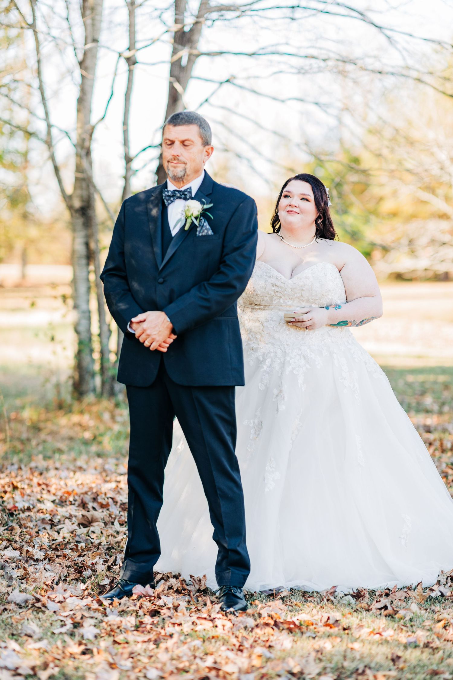 Father and Daughter First Look Hightower Falls Fall Wedding