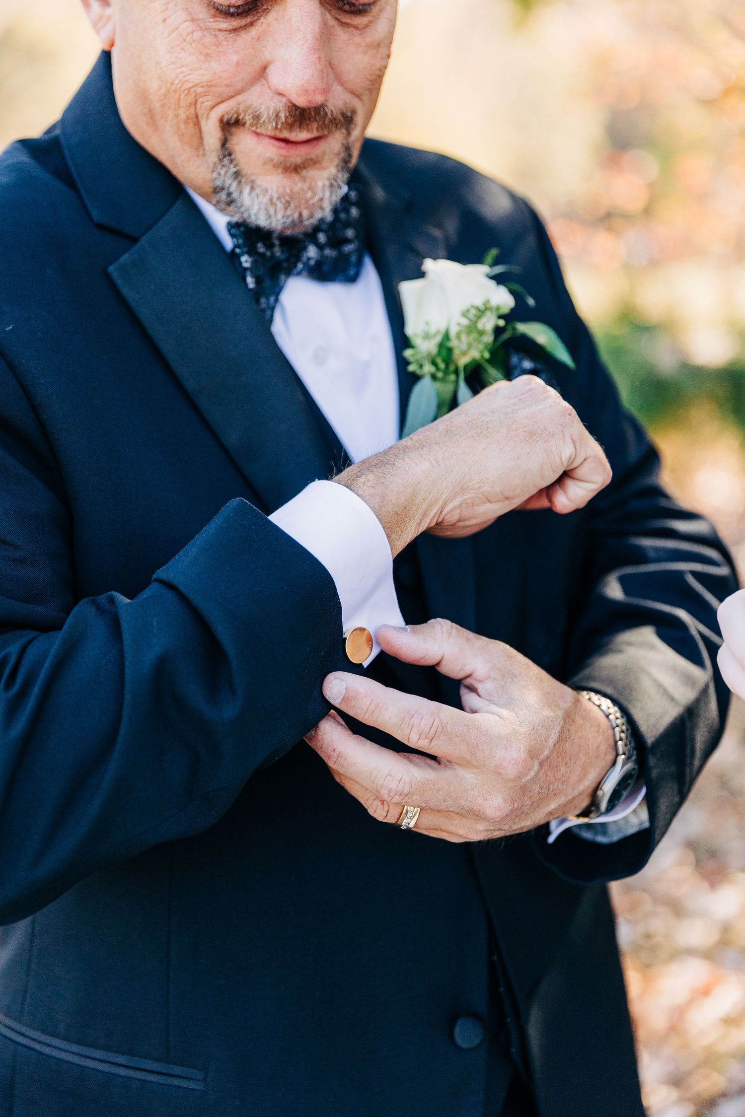 Father and Daughter First Look Hightower Falls Fall Wedding
