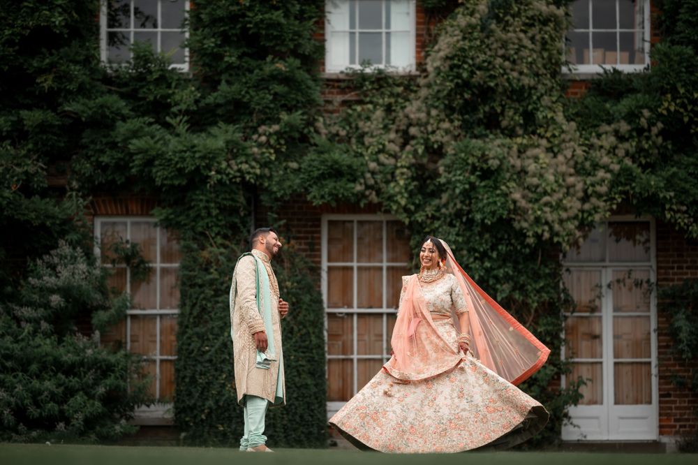 Micklefield Hall Indian Wedding Couple Portrait Outdoor Pastel www.rajpassy.com
