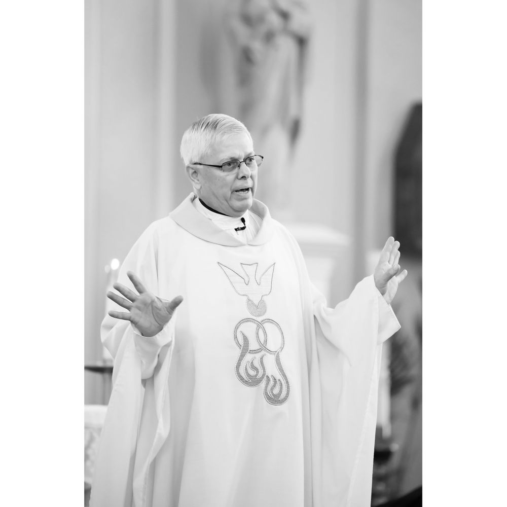 Priest delivers homily during wedding ceremony at Saint Mary Parish in Elyria, Ohio.