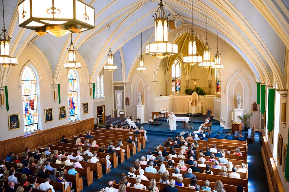 View from balcony of wedding ceremony at Saint Mary Parish in Elyria, Ohio.
