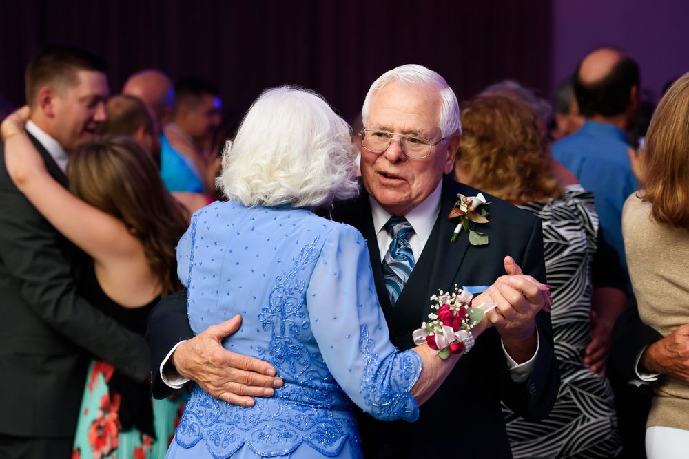 Grandparents enjoy dance during wedding reception at Emerald Event Center in Cleveland, Ohio.