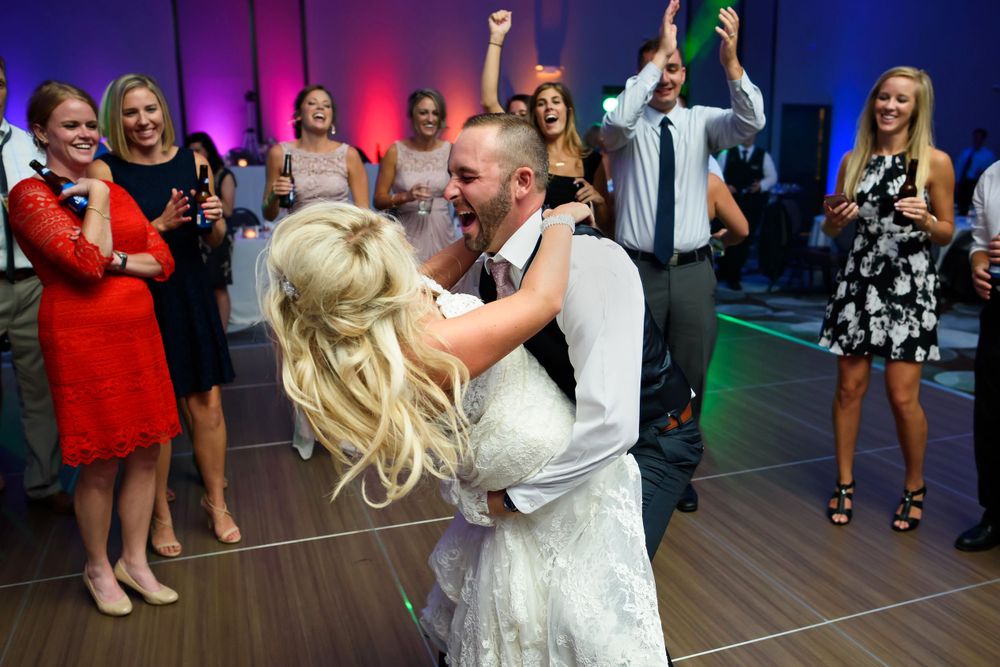 Bride and groom dancing at Cleveland wedding reception.