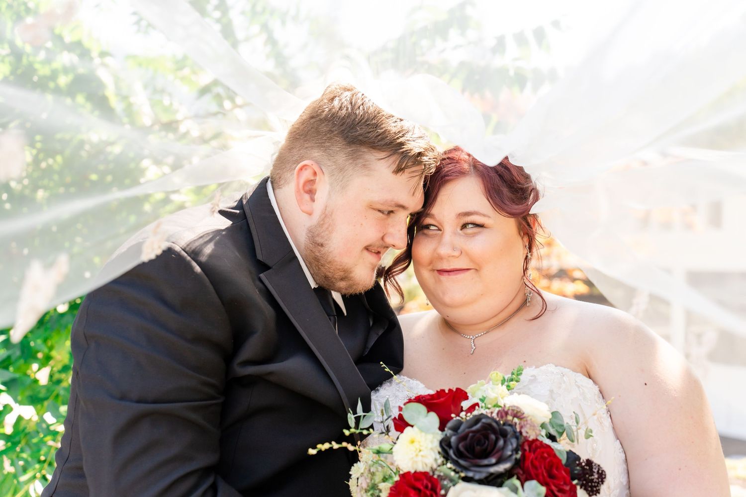 bride and groom under the veil