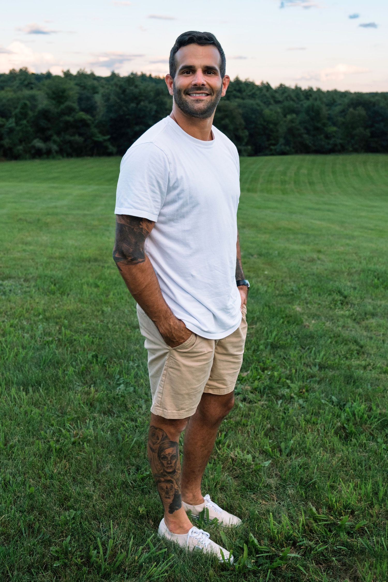 man standing in field