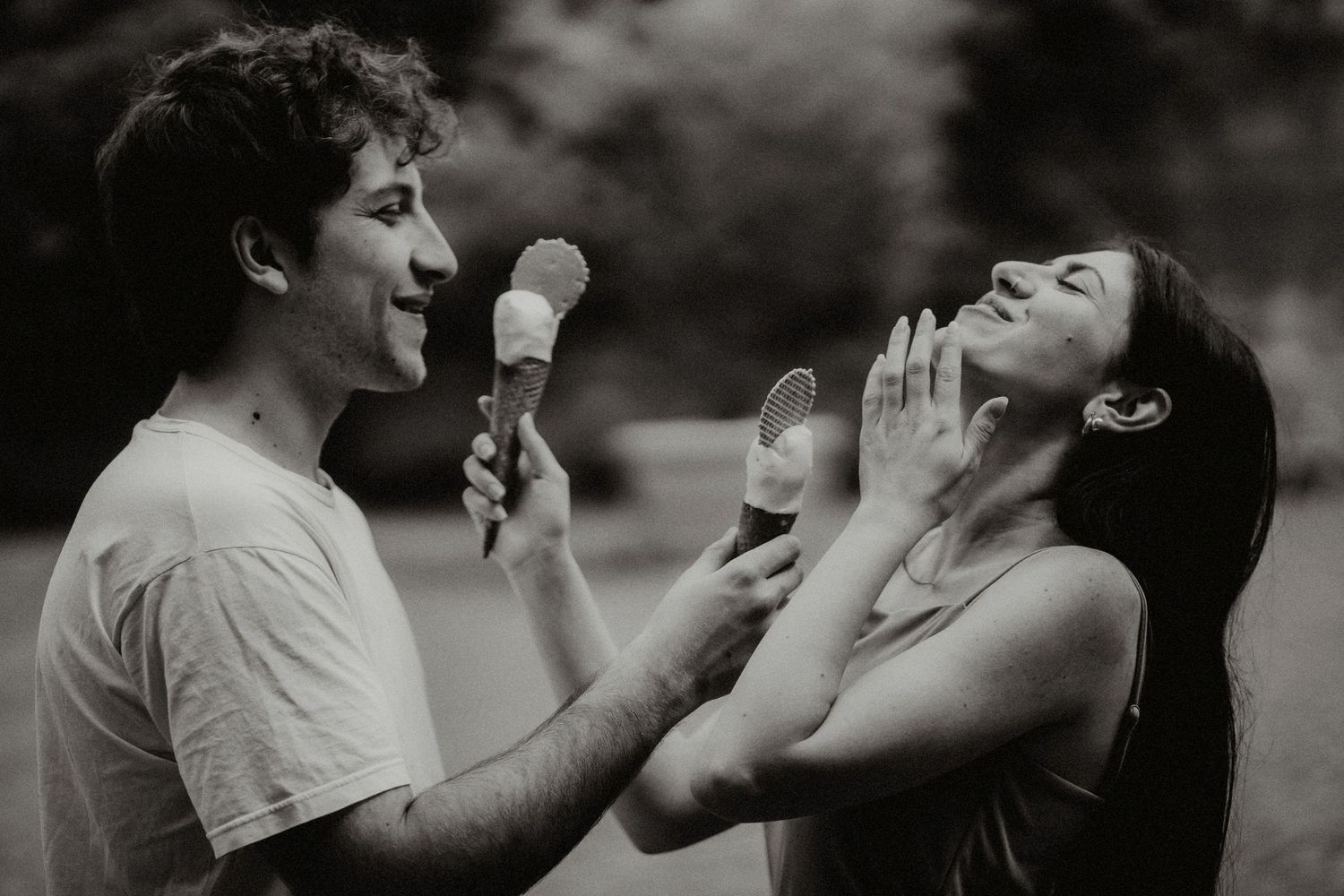 Black and white photo series captures tender moments between a couple.
