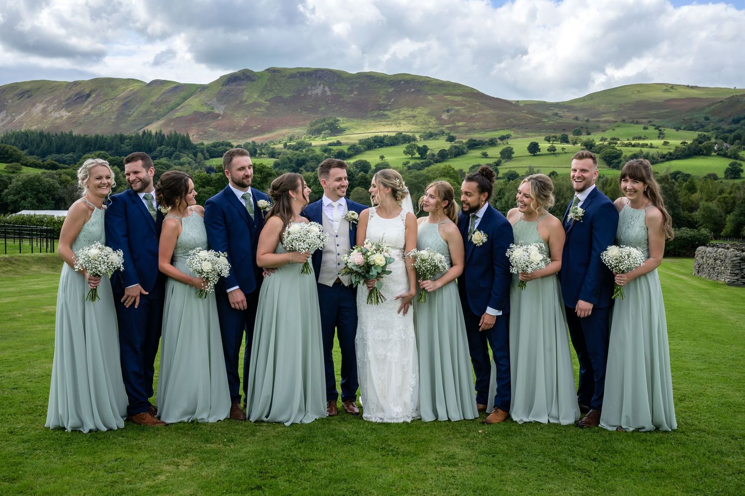 Wedding party photo at New House Farm wedding