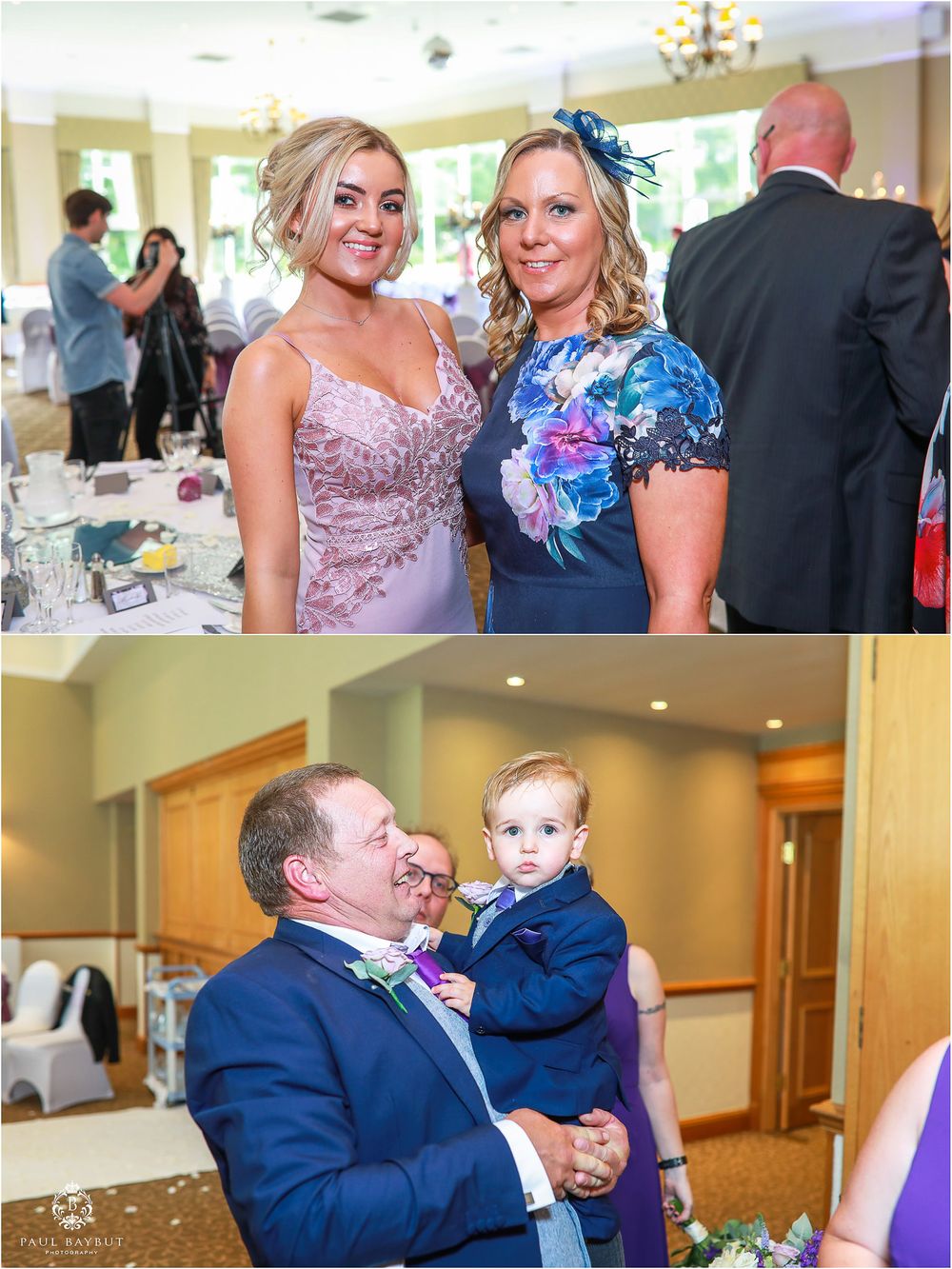 Wedding reception celebrants in formal attire gathered for special moments.