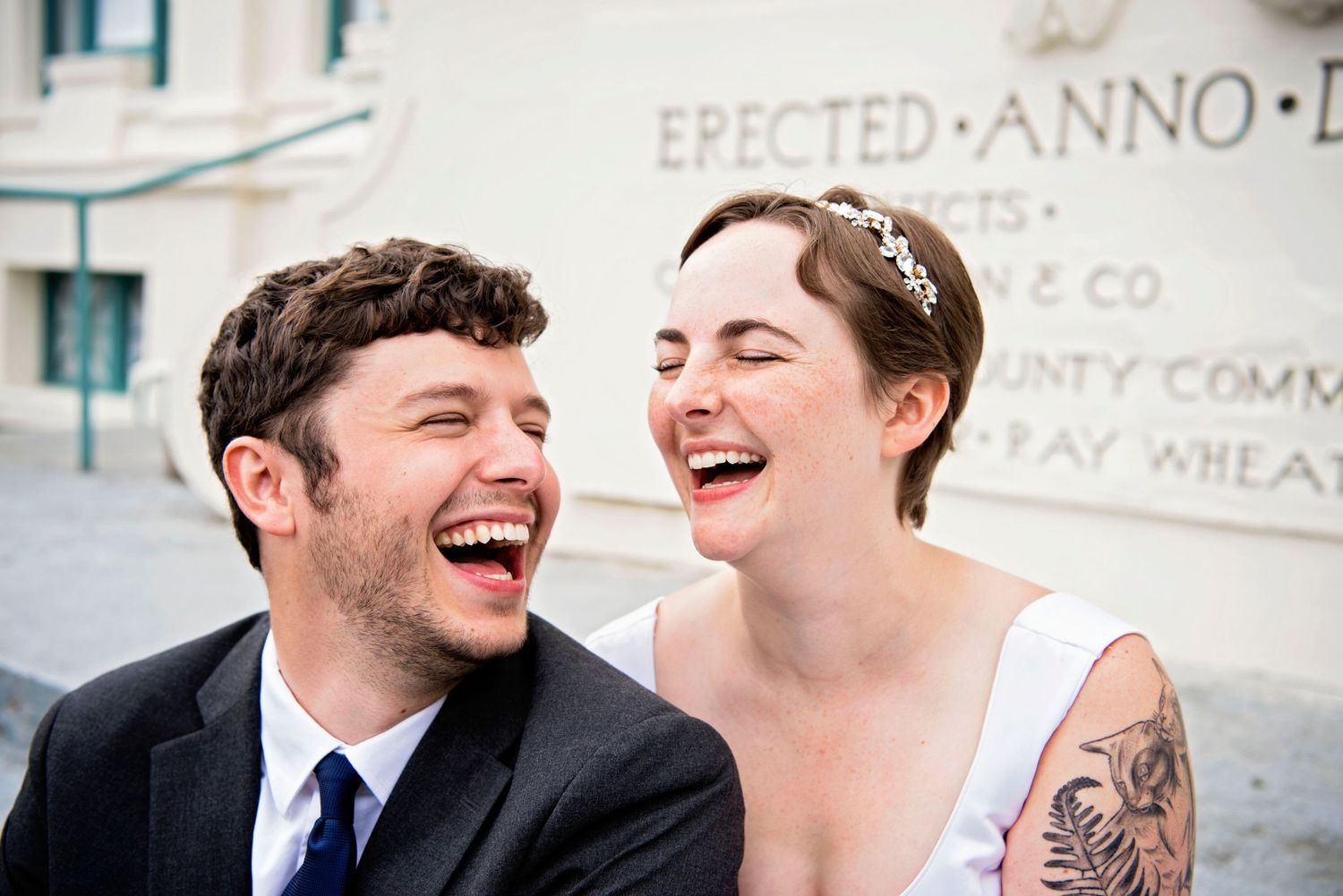 happy newly eloped couple