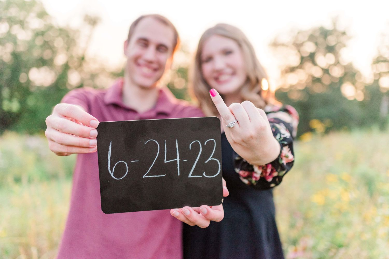 Casual engagement session in flower field in Pittsburgh PA