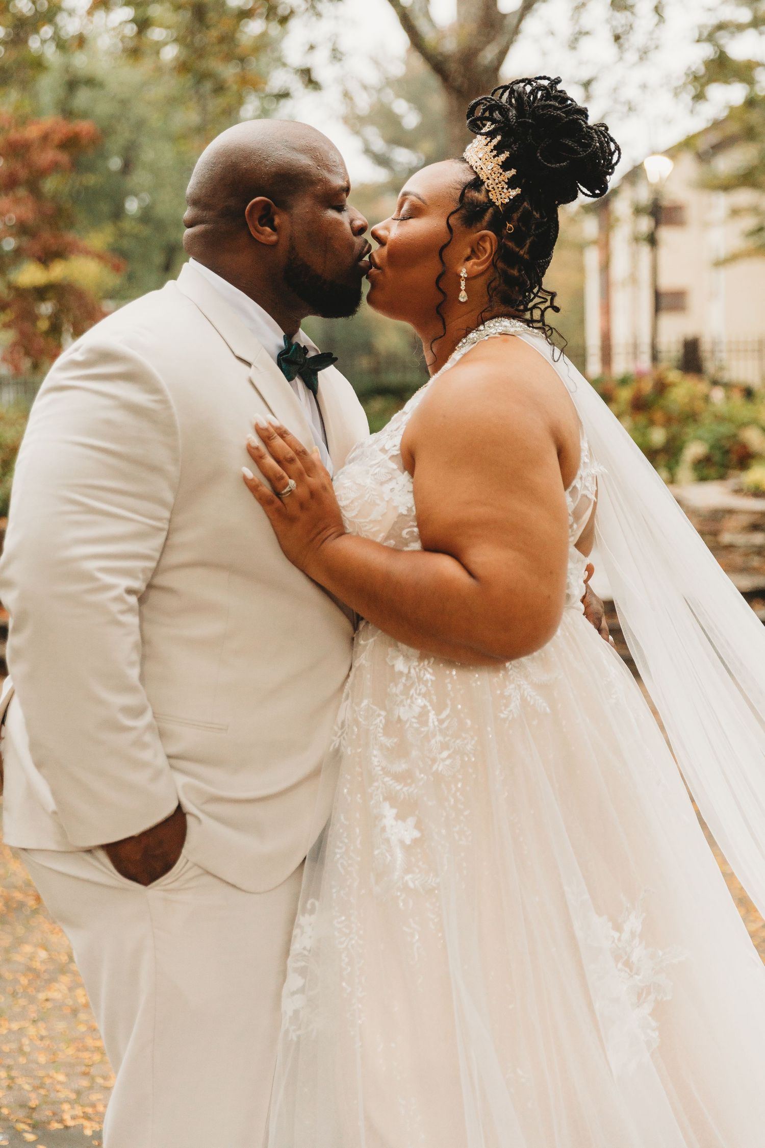 Wedding photo of couple kissing at The Other Barn in Columbia Maryland