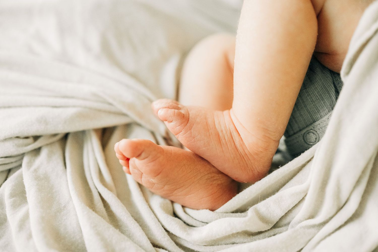 detail shot of newborn during in-home newborn photo session in Frisco, TX