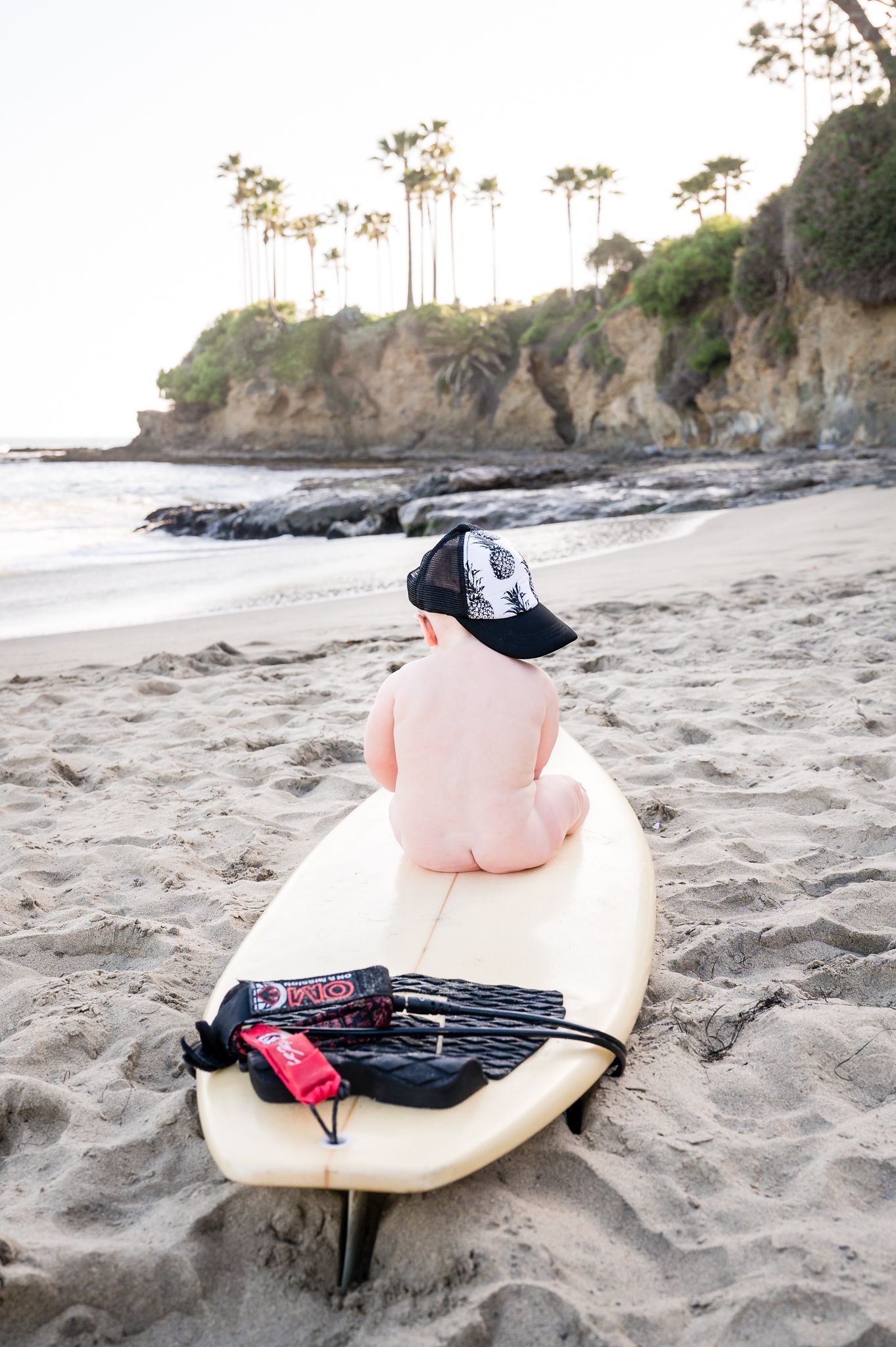 Image of a one year old girl on the beach in Laguna Beach, CA