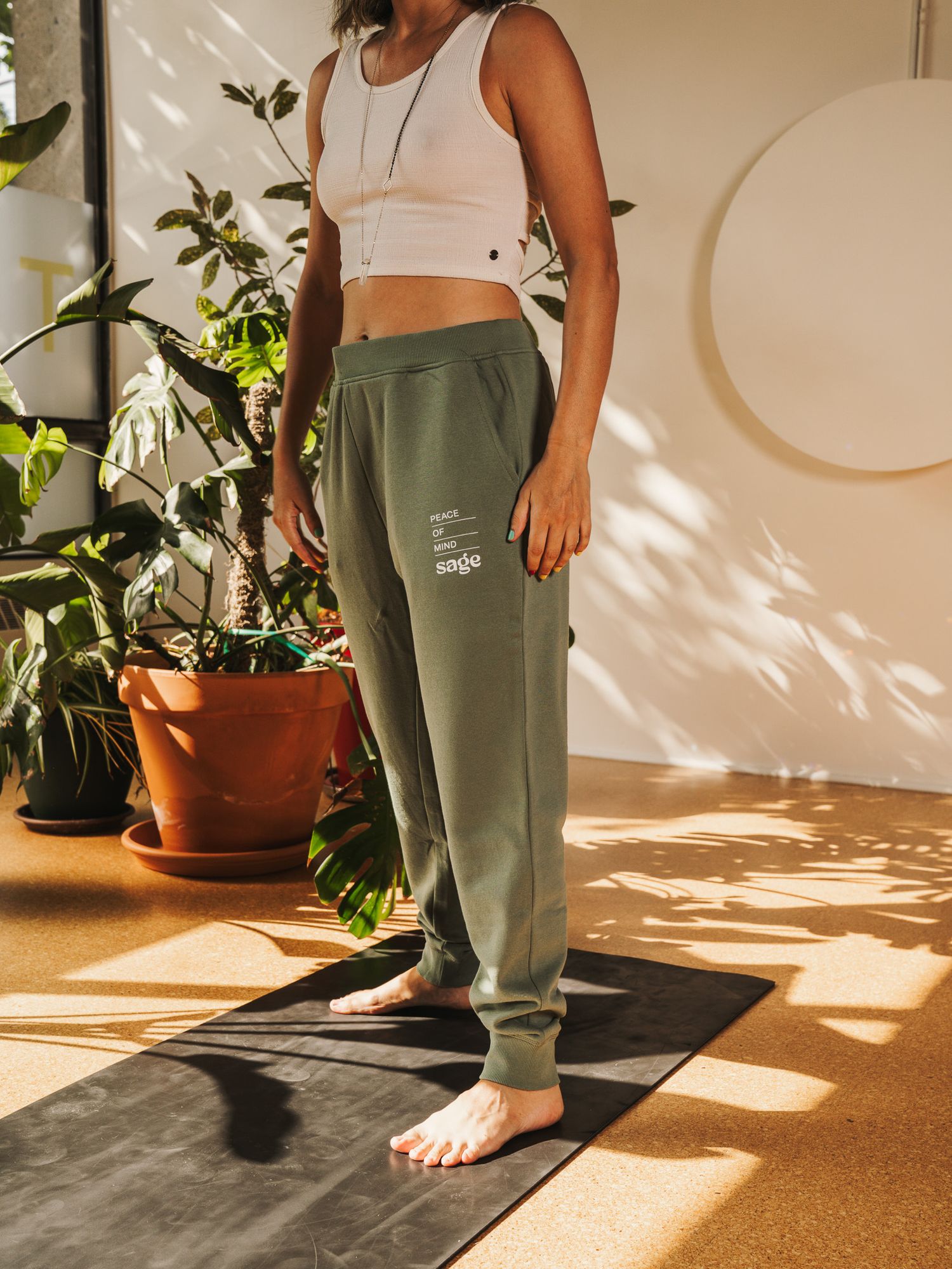 Yoga studio Sage plante d'intérieur pilates thé tapis position tonus Gaelle Tremblay