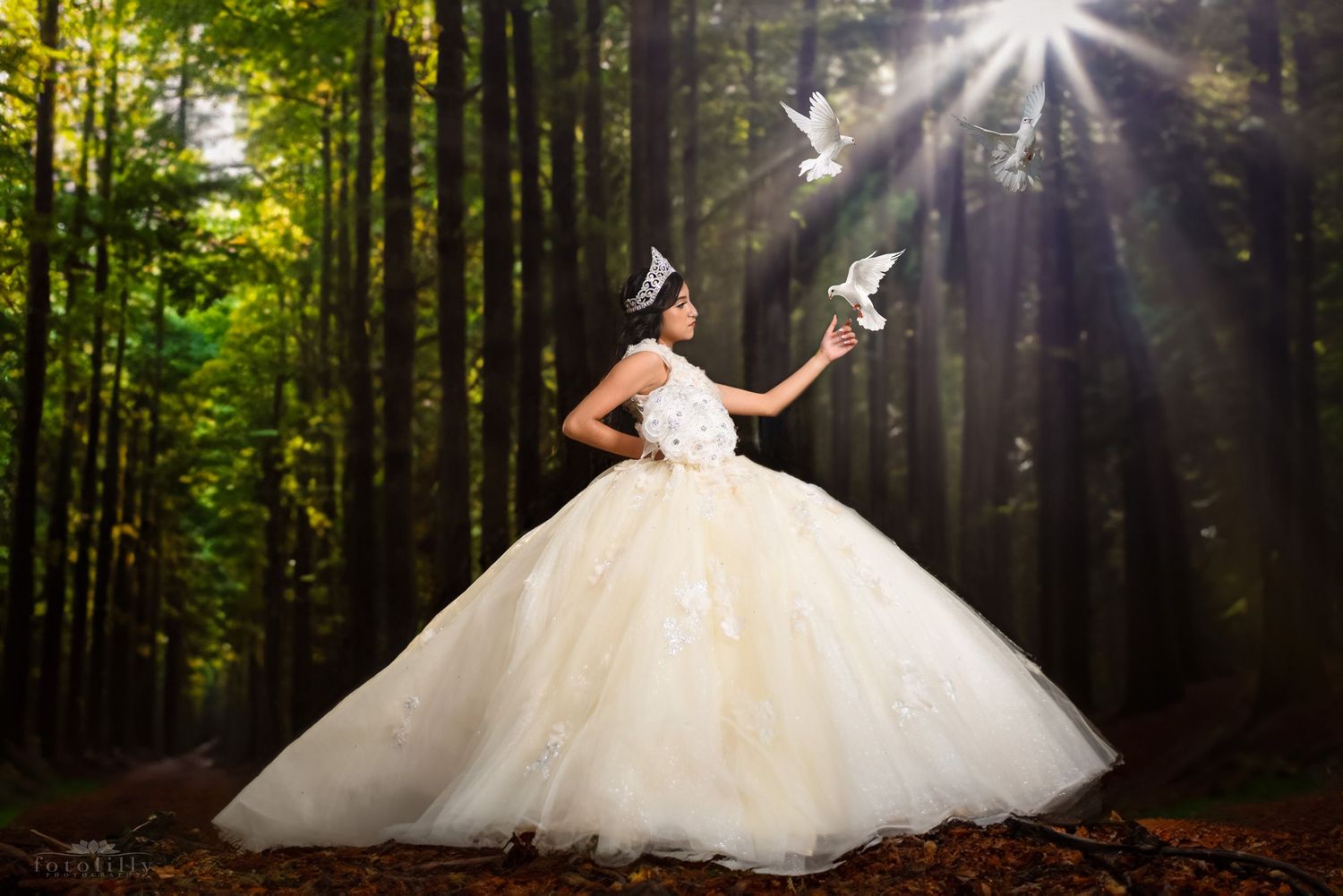quinceanera photography session in beige gold dress at las colinas canals fort worth dallas texas fotolilly photography