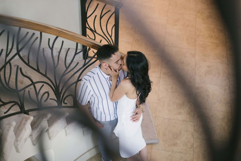 Couple kissing at the staircase rancho guadalupe edinburg texas