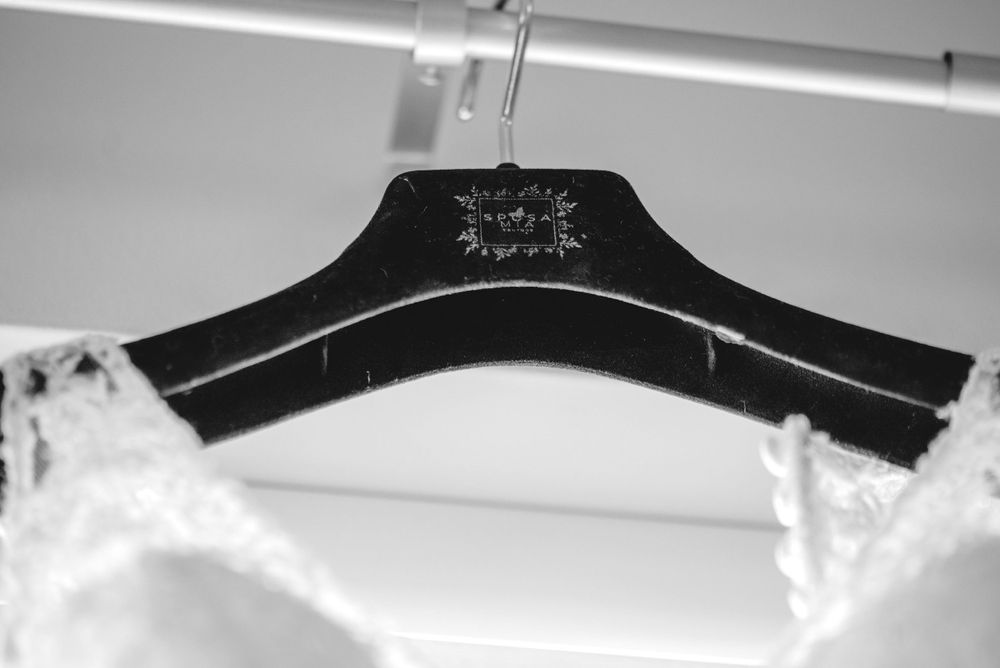 Picture of the hanger of the bride's dress edinburg texas