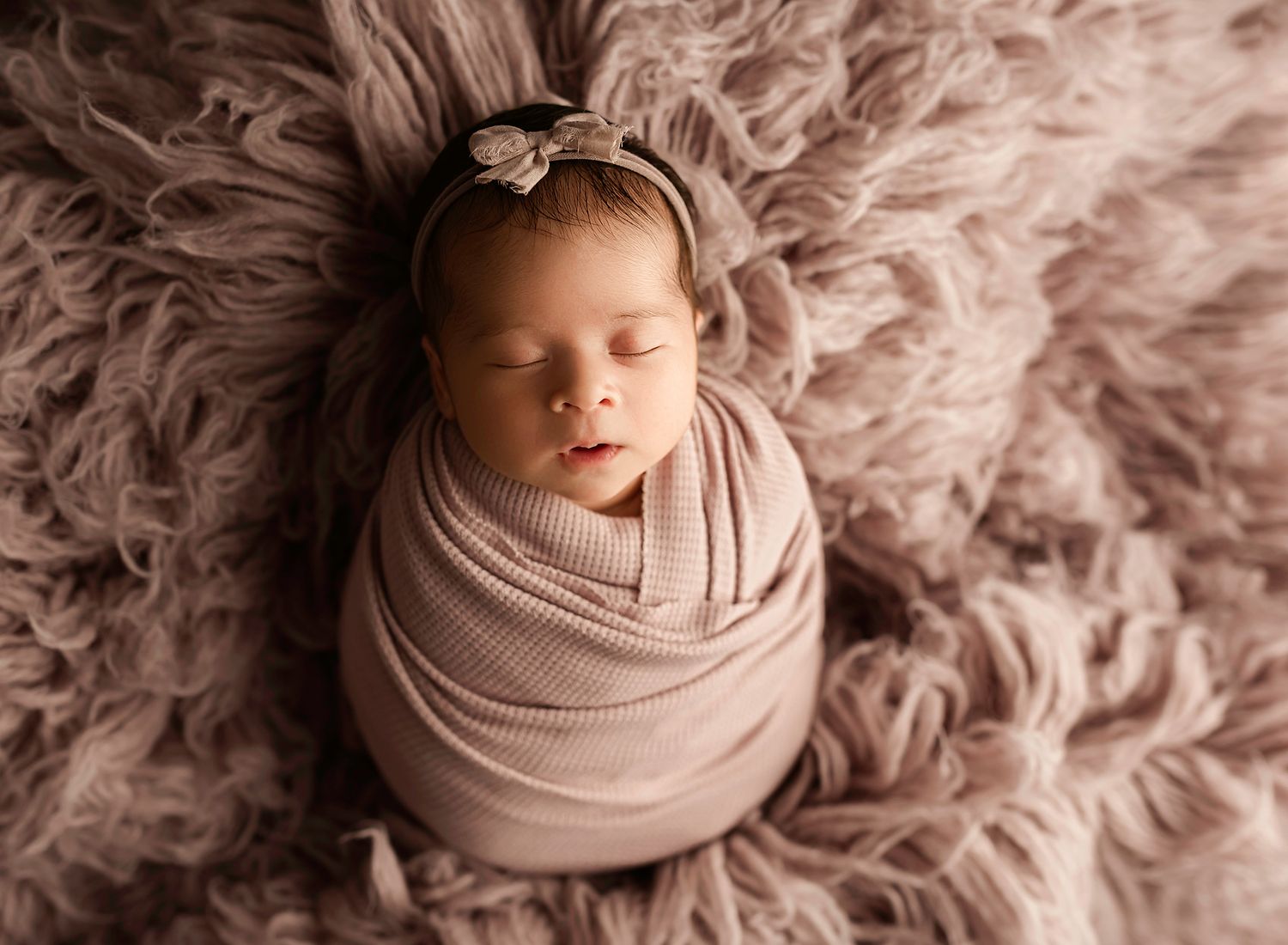 moreno valley newborn photographer, baby girl in lavender swaddle