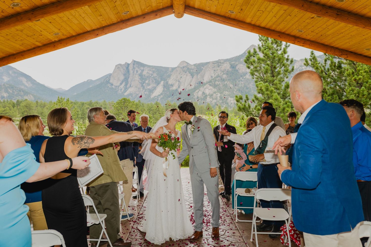 Rings placed on a weathered wooden surface at Black Canyon Inn, ready for the ceremony.