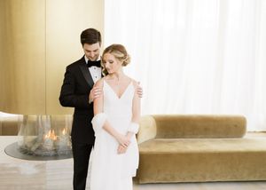 classic wedding couple in Stratford at Tom Patterson Theatre