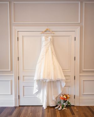 bridal dress hanging at the London club