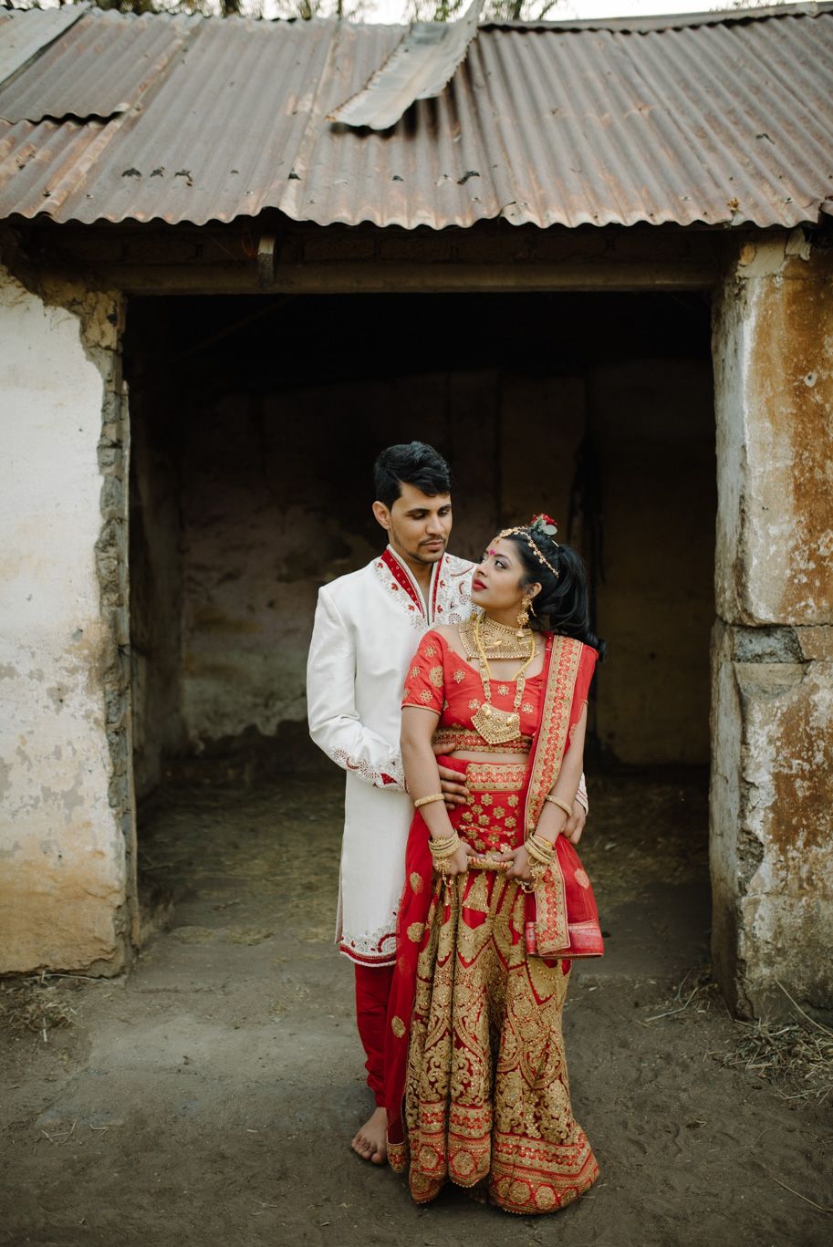 An indian couple on their wedding day before their ceremony at Kokkedal Slot in Denmark