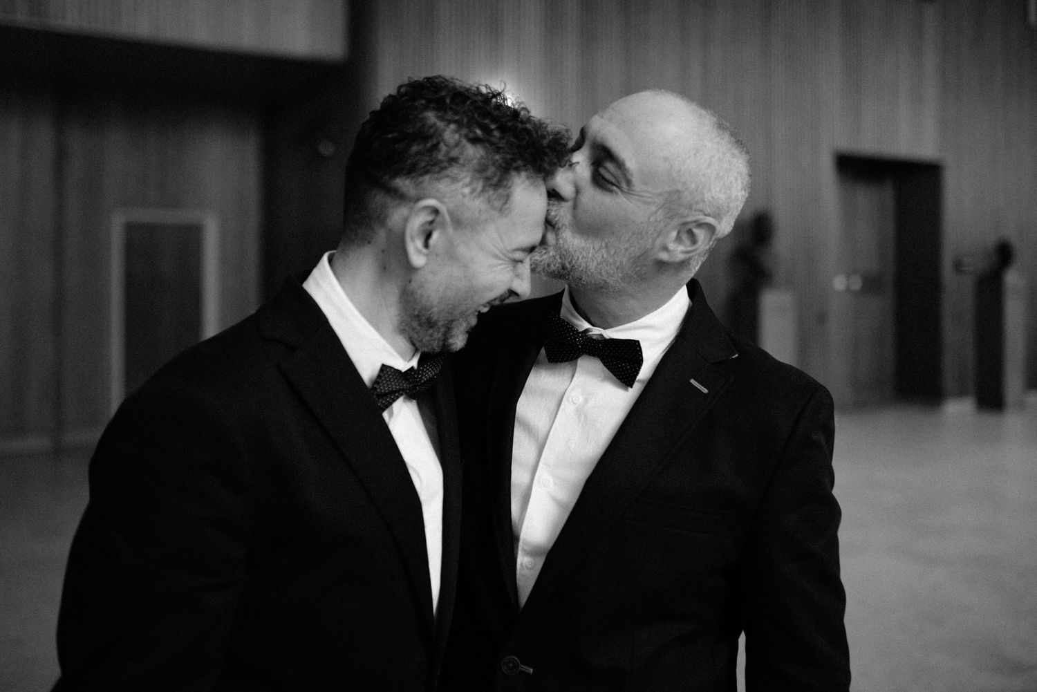 A gay couple on their wedding day at Frederiksberg Town Hall in Copenhagen