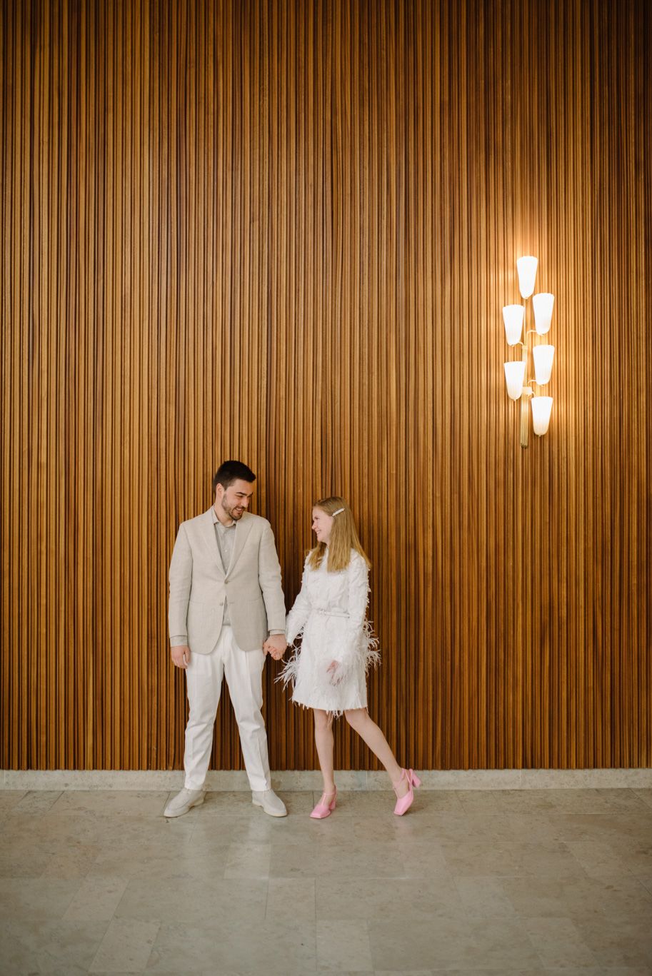 A couple on their wedding day at Frederiksberg Town Hall in Copenhagen